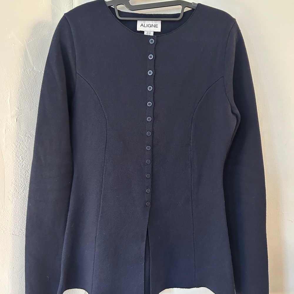 Aligne Daphne Waisted Knit Cardigan Navy